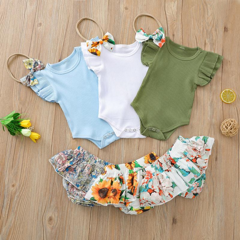 

Clothing Sets 0-24M 3PCS Baby Girl Clothes Set Summer Sleeve Ruffle Romper Floral Short Pants Cute Headband OutfitClothing ClothingClothing, Blue