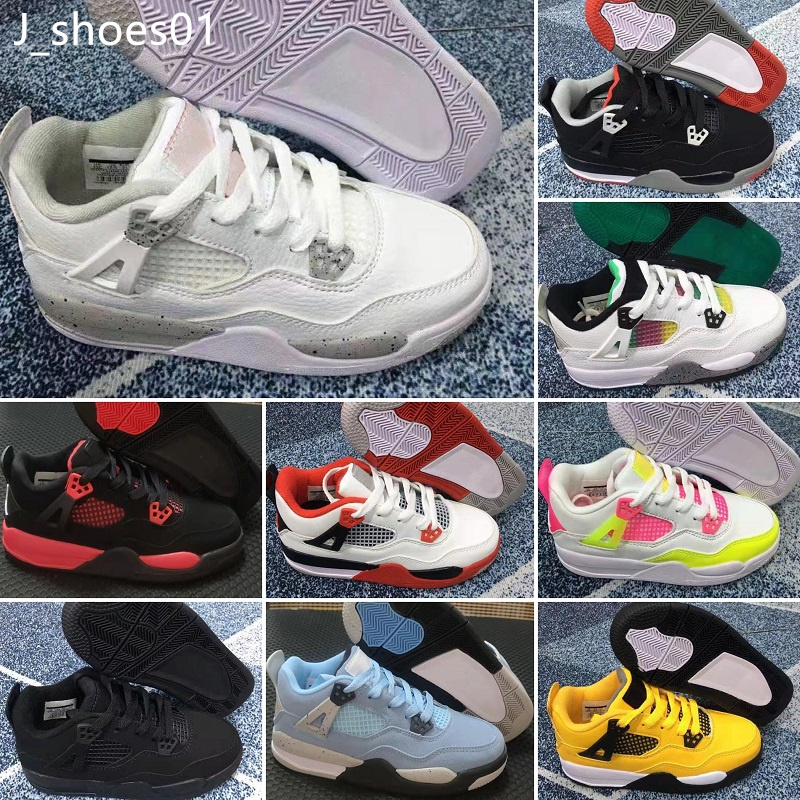 

2022 4s basketball shoes Black White Red Blue Boys Girls Youth Kids a sneakers for sale size 28-35, Color 3