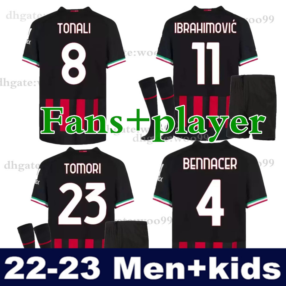 

IBRAHIMOVIC 22 23 AC T-shirt home soccer jersey GIROUD BENNACER KESSIE ROMAGNOLI CALHANOGLU TONALI REBIC 2022 2022 MILANS Fans Player Version football shirt