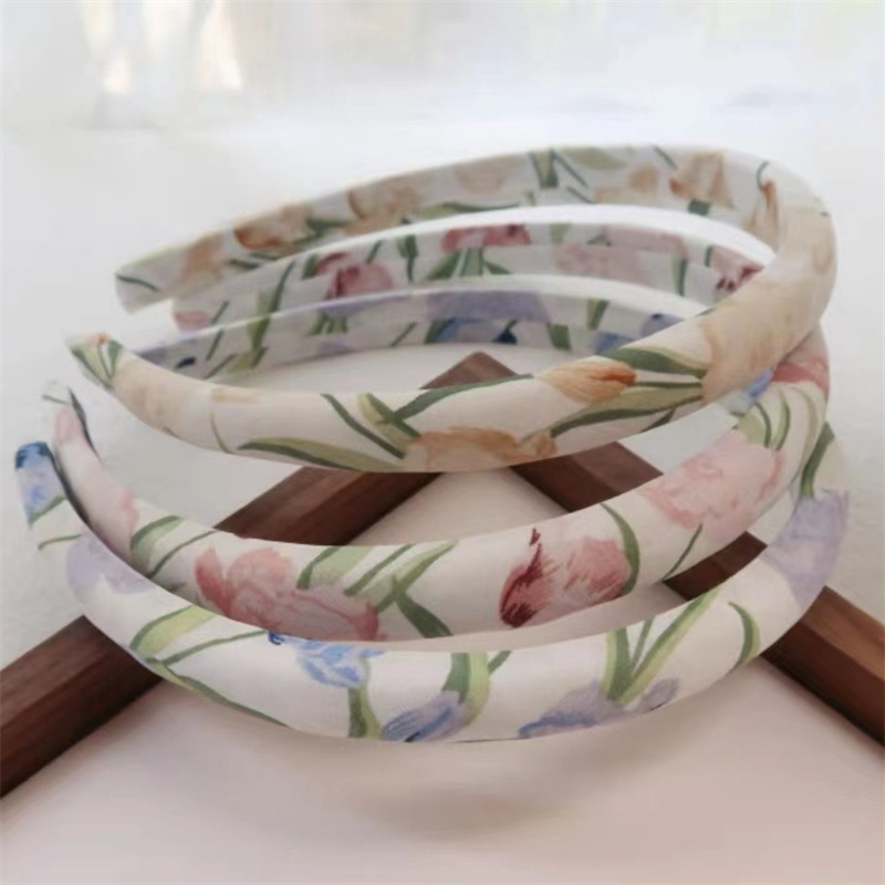 

Japan and South Korea hair sweet ins midsummer new watercolor tulip French simple hair volume sponge hoop accessories wholesale