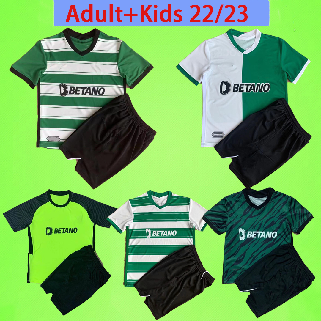 

Adult and Kids kit with shorts Lisbon 2022 2023 Soccer Jerseys boys sets SCP Sporting Clube de 22 23 PHELLYPE B.FERNANDES Lisboa Men suit football shirts child uniforms, 21/22