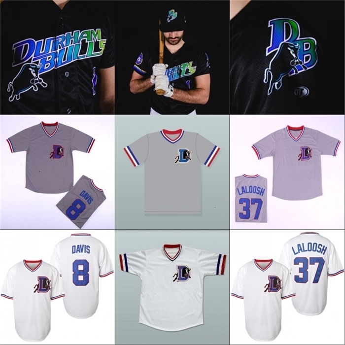 

Sj98 Durham Bulls 37 Ebby 'Nuke' LaLoosh 8 Crash Davis Movie Jersey 100% Stitched Sewn Button Retro Baseball Jerseys White Grey Black, White blank