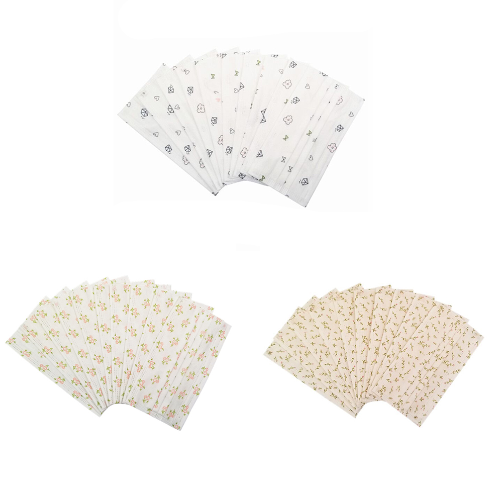 

Floral Style Disposable Face Masks Breathable 3-Ply Non-Woven Cup Dust Masks with Elastic Earloop for Adults Women Men