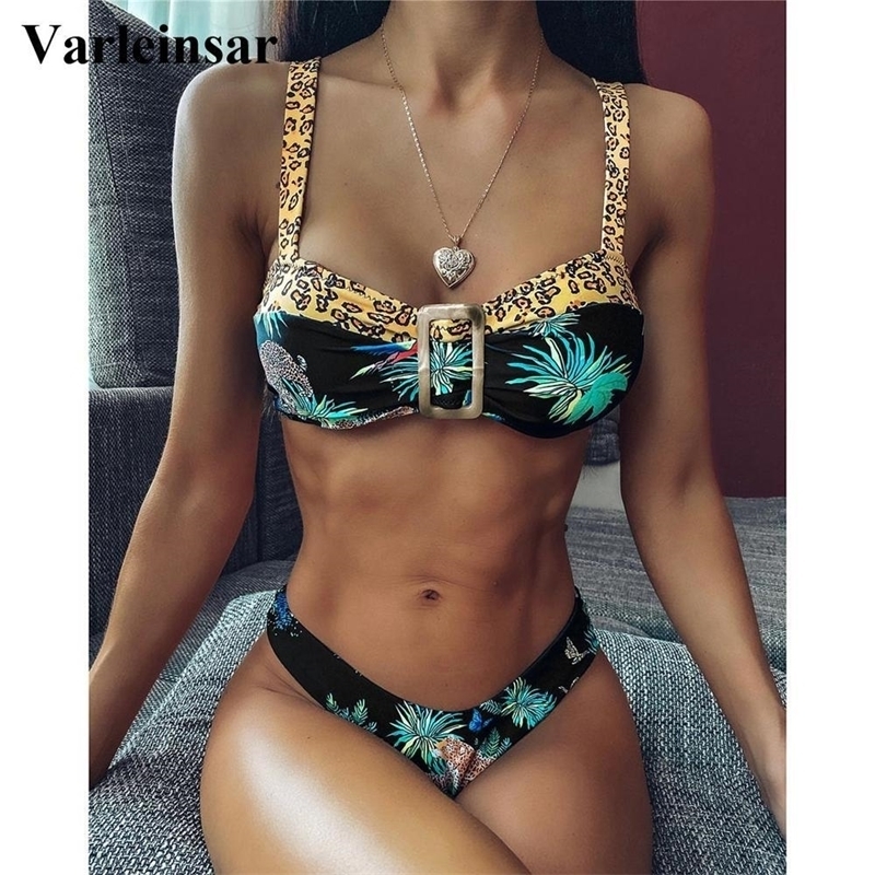 

NEW Sexy Printed Bikini Women Swimwear Female Swimsuit Twopieces Bikini set High Cut Bather Bathing Suit Swim Wear V1792 Y200319