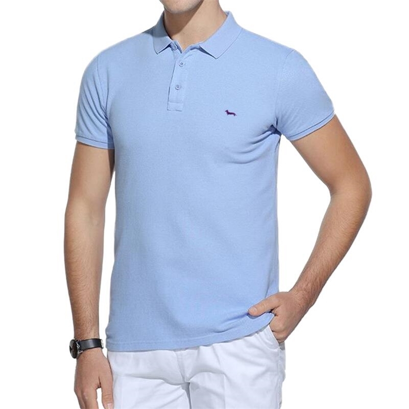 Summer Casual Polos Shirt 100%Cotton Solid Short Sleeve Breathable Slim Fit Embroidery Harmont Blaine Men Clothing 220618