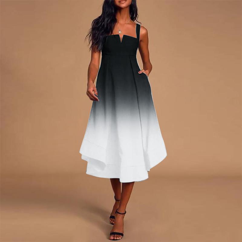 

Casual Dresses Mini Sundresses For Women Summer 2022 Gradient Printing Trendy Midi Evening Dress White Sheer WomenCasual, Black
