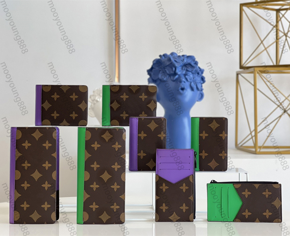 

10A Top Tier Quality Luxuries Designers Green Multiple Wallet Womens Real Leather Flap Coin Purse Mens Brown Flower Letter Print Quilted Credit Card Holder With Box, Upload pics to contact us