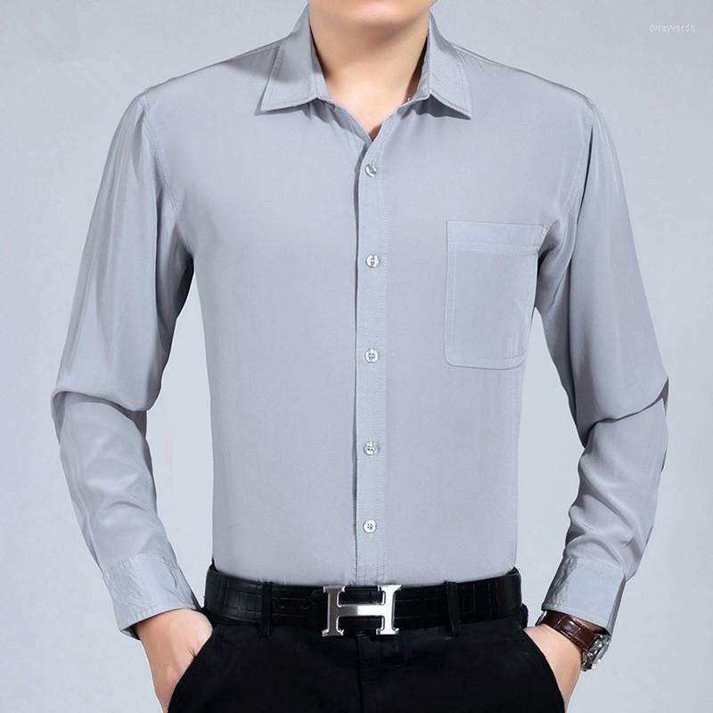 

Men's Dress Shirts Silk Summer Men Shirt White Black Long Sleeve Formal Mens Plus Size Camisa Hombre 3400 KJ1945Men's Dway22