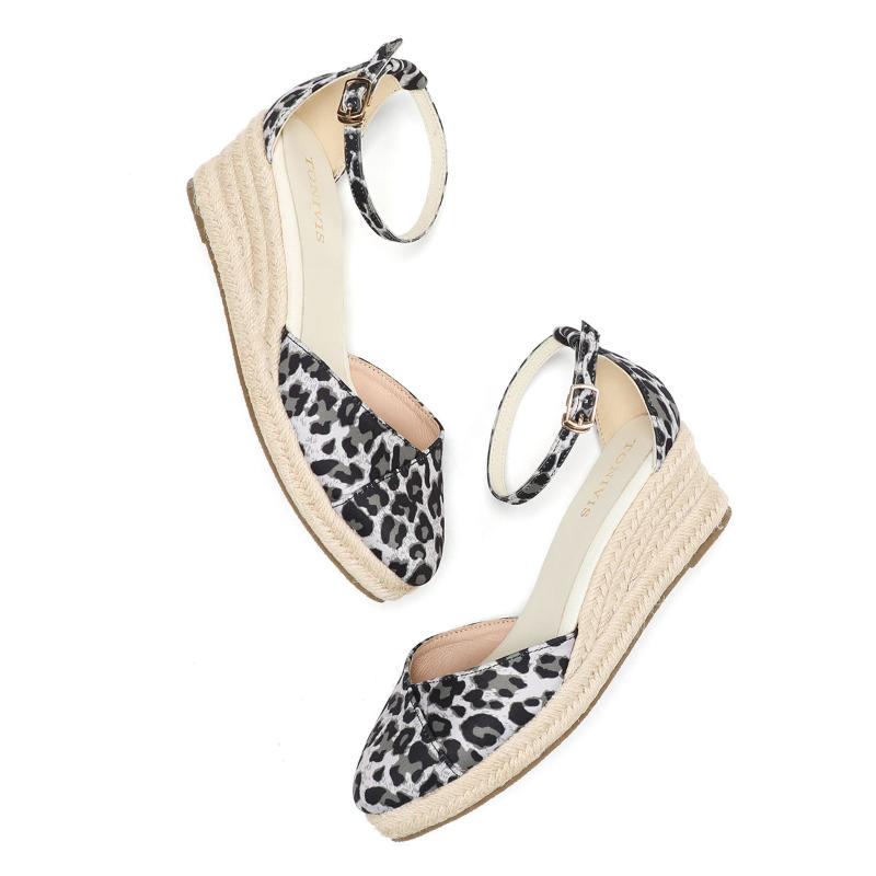 

Sandals Ladies Casual Wedges Summer Platform Fashion High Heels Espadrilles Roman Buckle SandalsSandals, Gold leopard print