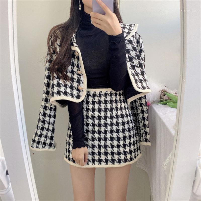 

Work Dresses Alien Kitty Elegant Women Slim-Fit Two Pieces Sets Plaid Office Lady Coats 2022 Autumn Gentle High Waist Bodycon Mini Skirts, Photo color