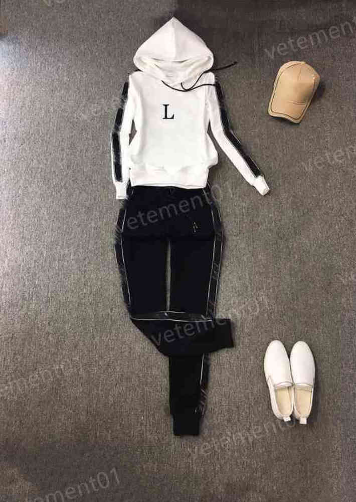 

Womens Two Piece Pants Letter Logo Print Fashion Brand Hooded Jacket With Black Casual Pants 2 Piece Sets Luxury Designer Tracksuits 0912, 16