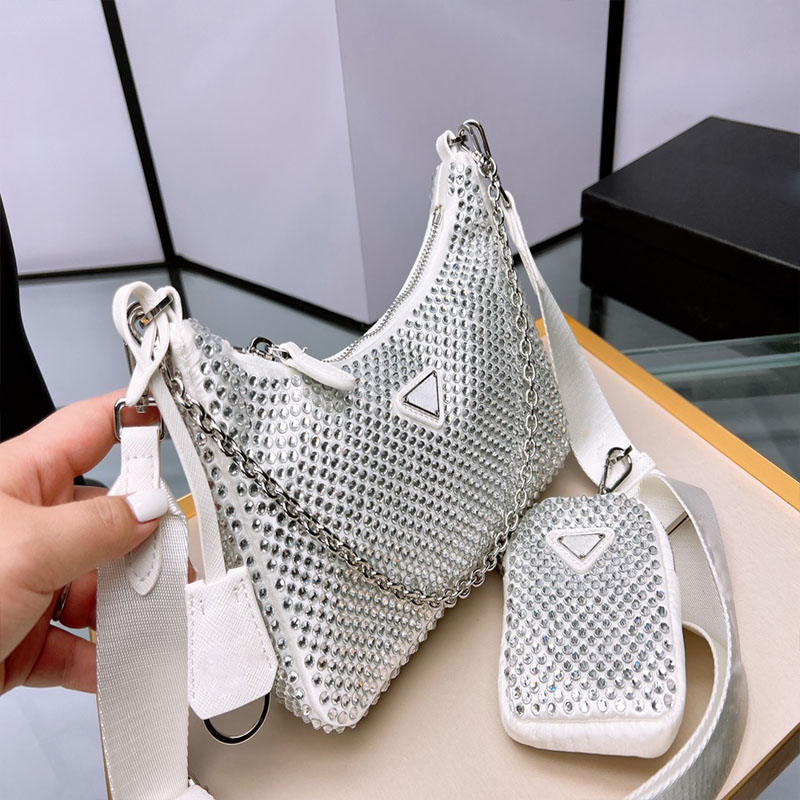 

Designer cleo duchess chain bags totes mini Imitation crystal handbags Re-Edition 2005 2000 shouder bag womens luxurys apmex diamonds white wallet crossbody purses, Box