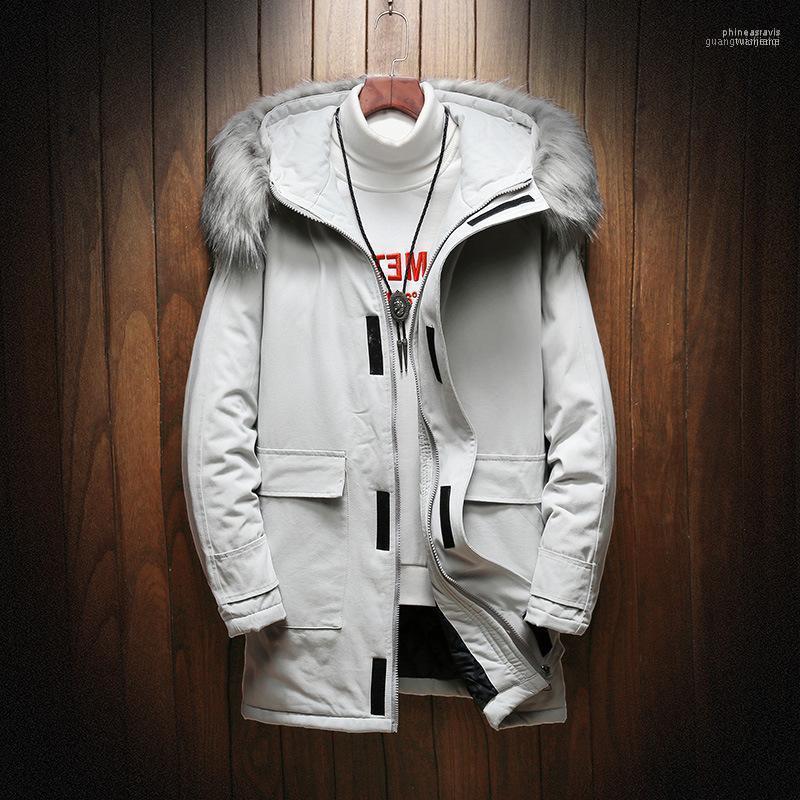 

Winter Men' Parka Full Collar Hooded Solid Thicken Warm Wind Proof Large Size Casual Fashion Male Cotton Coat1 Phin22, Black