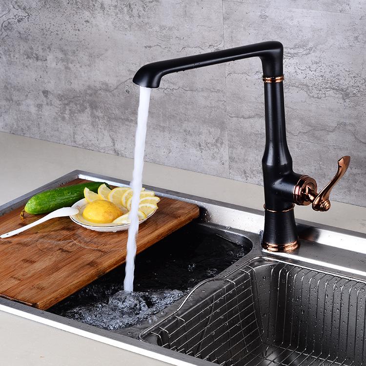 

Kitchen Faucets Faucet Copper Wash Basin Golden Black European Antique Rotating