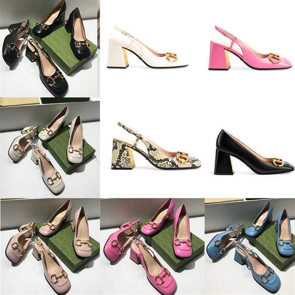 Femme chaussures habillées créatrices en cuir authentique mules dames hautes chaussures de talons classiques femme à mi-talons slingback avec pom