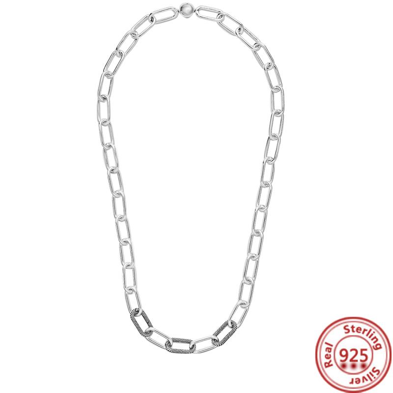 

Chains 925 Sterling Silver Necklace For Women ME Link Chain Necklaces Fit Original Brand Dangle Charm Beads Fashion JewelryChains