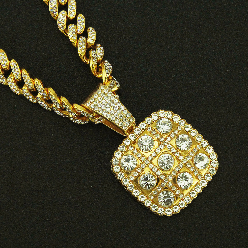 

Hip hop diamond stereo Miami CUBAN CHAIN men's Pendant Tag Necklace