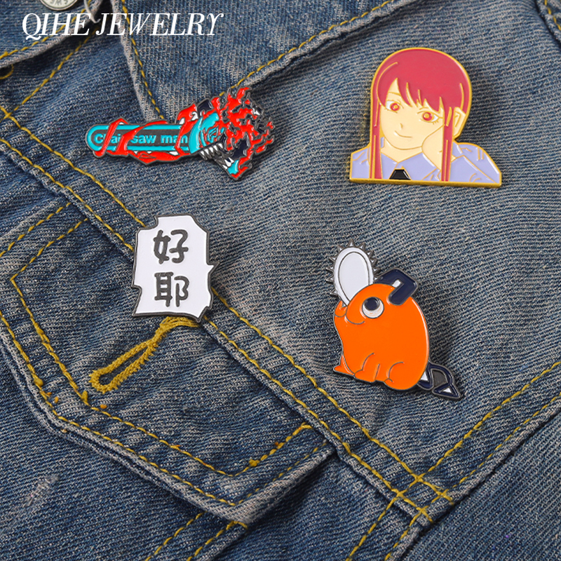 

Chainsaw Man Enamel Pins Carton Metal Custom Brooches Lapel Clothes Badges Icons Collection Jewelry Gift Fans Friends Wholesale