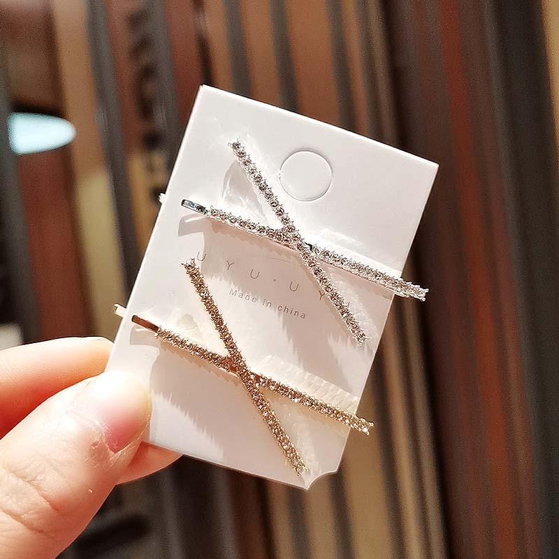 

Hair Accessories Korean Geometric Triangle X Shape Hairpins Shiny Crystal Rhinestones Women Clips Barrettes Styling AccessoriesHair, Style2