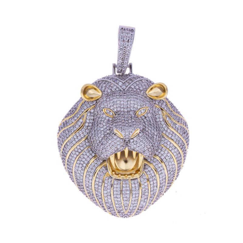 

Pendant Necklaces Lion Hip Hop Iced Out Bling Necklace Rapper Jewelry Cubic Zirconia Gold SliverPendant