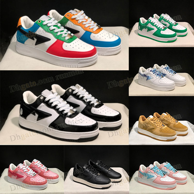 

Designers Baped Sta Casual Shoes Camo Designer Bapestar Bapex Sneakers Mens Womens Pink White Black Panda Grey Green Rose Red Suede Sneakers Bapex Sk8 Trainers, Bp09
