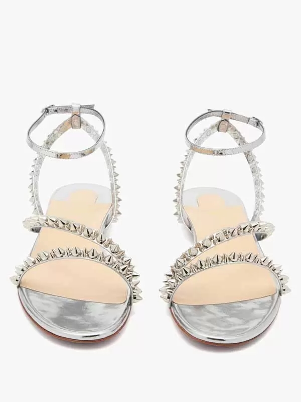 

Women pumps red bottoms flats heels Mafaldina Spikes flat leather sandals for woman redsoles rubber fashion sandalies with box dust bag