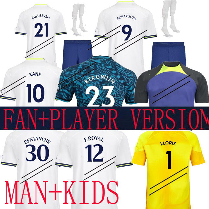 

22 23 KANE SON BERGWIJN SPURS RICHARLISON 9 Perisic Soccer Jerseys goalkeeper HOJBJERG Kulusevski Bentancur player version 2022 LUCAS Football shirt BRYAN kids, Home player version
