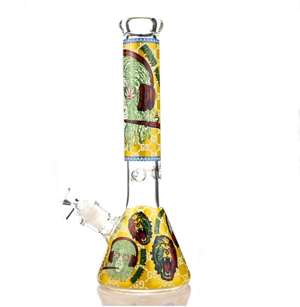 

Hookah bongs Glow in the dark Beaker Bongs 7mm thick 14 inches ice catcher glass bong water pipe
