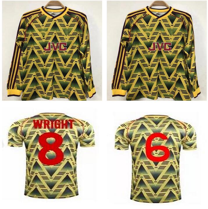 

Long sleeve 1991 1992 1993 Ian Wright Tony Adams Cole retro soccer jersey ROCASTLE Dixon Campbell Merson Smith classic vintage football shirt, 91 93