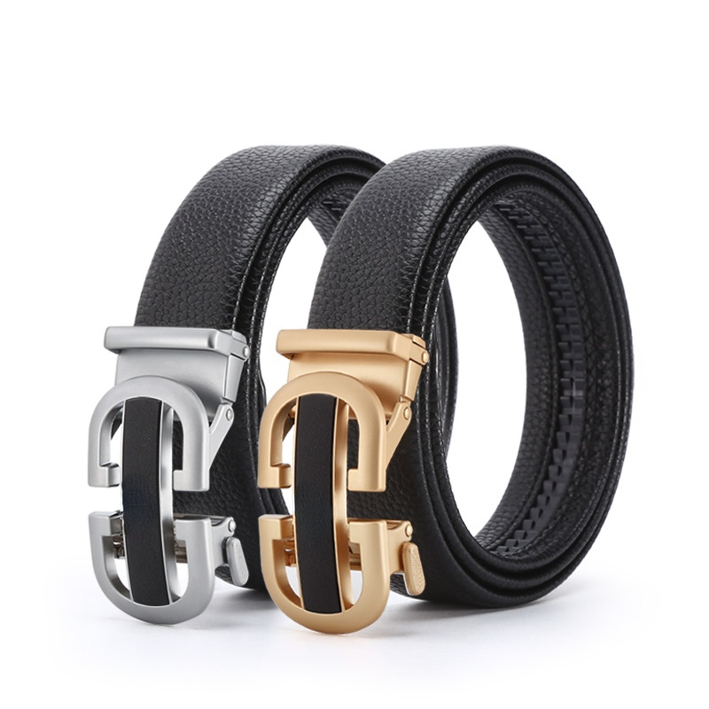 

Famous brand Men's belt high-grade top leather youth luxury business automatic buckle pants Designer Top Quality Classic, Black