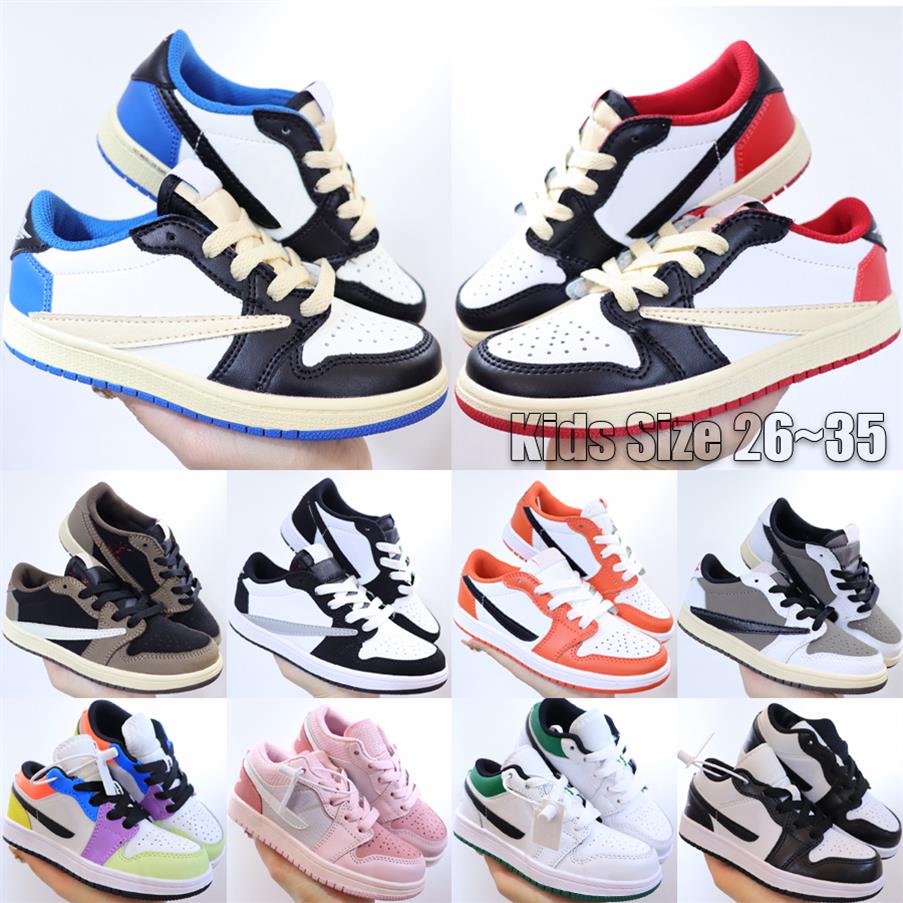 

Top 1 1s Low Kids Basketball Shoes Boys Girls Trainers Fragment Travis Scotts Starfish Reverse Mocha Multi-Color Outdoor Children 294M, Digital pink