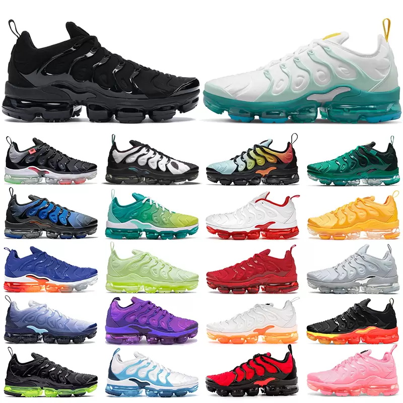 

TN Plus Running Shoes Men Women Shoes Black Bubblegum Yolk Cherry Cool Grey Neon Olive Pure Platinum Dark Blue Mens Womens Sports Trainers Sneakers big size 36-47