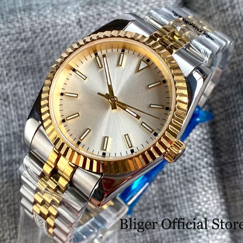 

Wristwatches 36mm 39mm Nologo NH35A PT5000 Two Tone Gold Fluted Bezel Automatic Men Watch Date-just Hand Jubilee Band Glass BackWristwatches, Mingzhu 2813