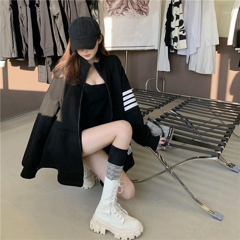 

Women's Jackets Thickening And Cashmere Mid-Length Baseball Uniform Jacket Women Korean Coats, Black