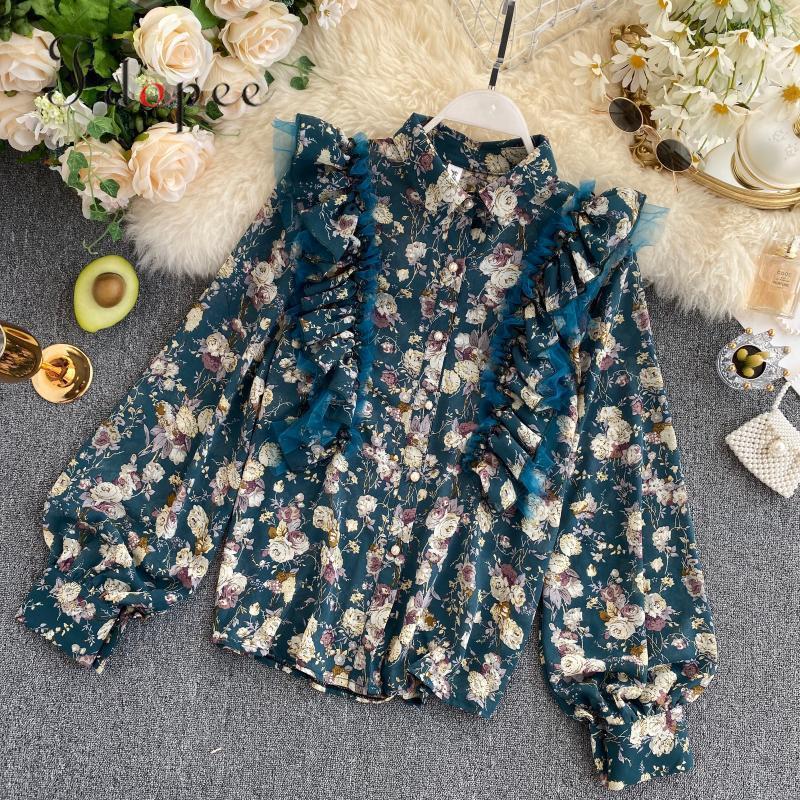 

Womens Tops And Blouses French Retro Fashion Casual Long Sleeve Hit Color Turn-down Collar Vintage Plus Size Women Clothes Women's & Shirts, Style 1