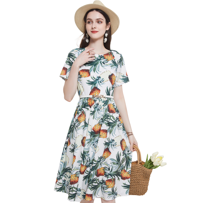 

Vintage Square Neck Summer Printed Dress Short Sleeve Woman Designer Casual Vacation Loose Big Swing Party Dresses 2022 Women Clothes Cute Slim A-Line Midi Frock