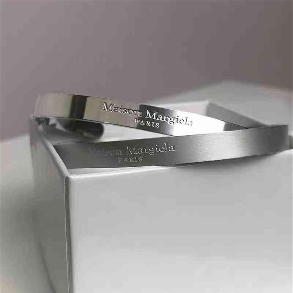 

PyC Margiela Style titanium steel frosted reverse couple MM6 open simple Bracelet316i