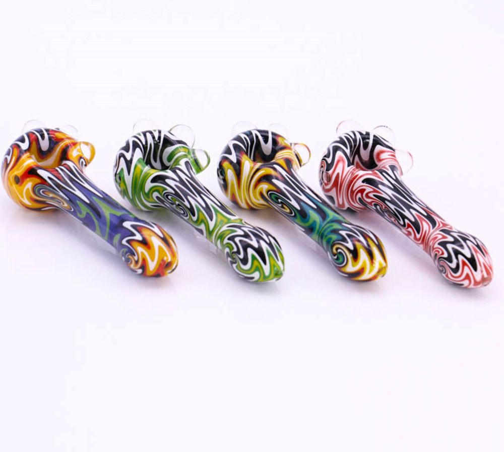 

Fantasy Stripe Glass Pipe 5.2" 79g smoking pipes Bubbler For Dry Herb smoke tools