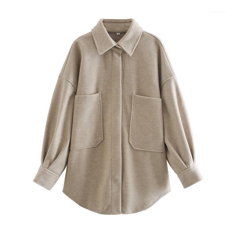 

Women' Jackets 2022 Large Pocket Decorative Loose Fabric Shirt Coat Women, Gray