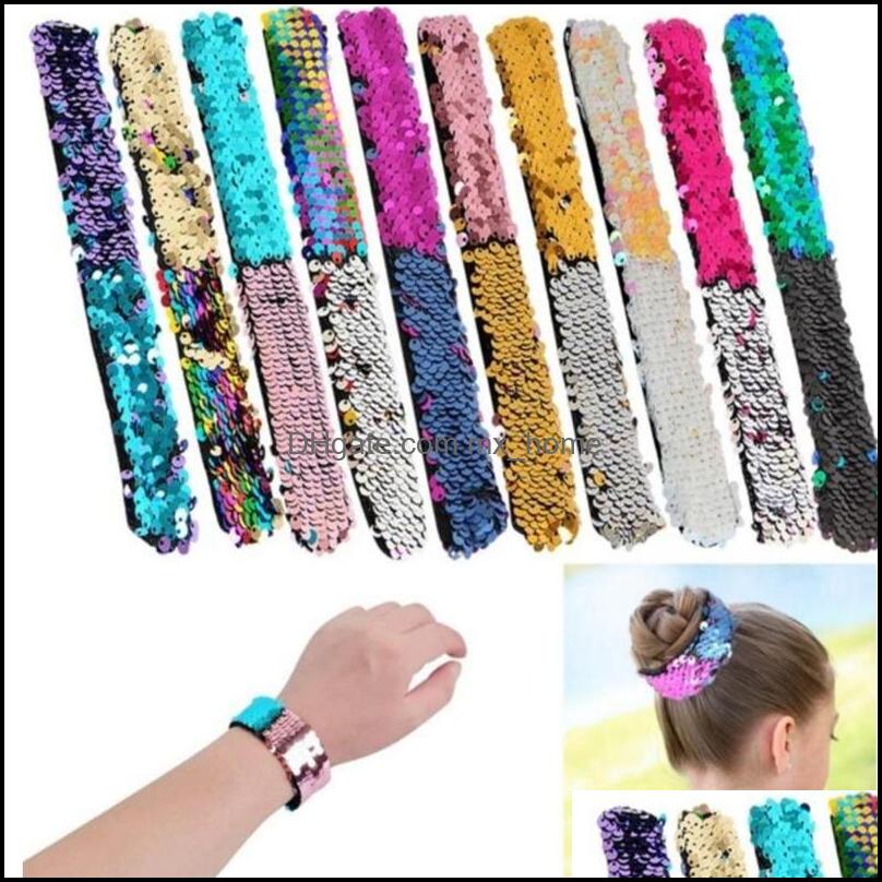 

Women Sequin Wristband Glitter Slap Mermaid Paillette Bracelets Charms For Kids Top Quality Drop Delivery 2021 Jewelry Accessories Baby M, As picture