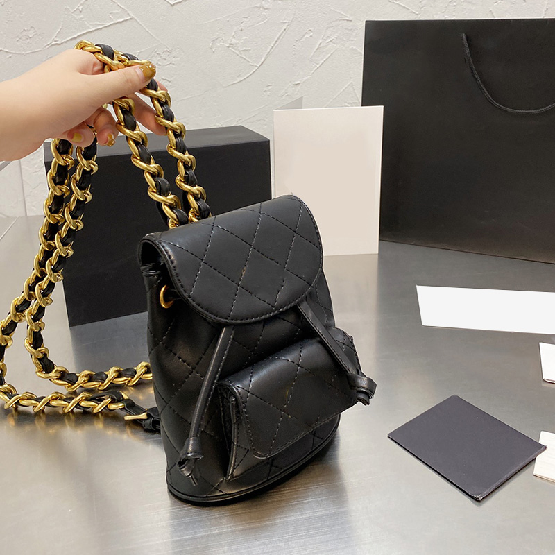 

2022Ss F/W Early Fall Classical Mini Backpack Lambskin Bags Gold Metal Hardware Shoulder Messenger Handbags Women Ladies Outdoor Sacoche Tre, Box