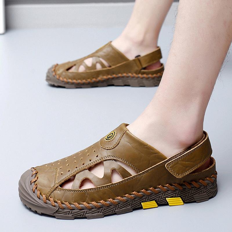 

Sandals Men Summer Casual Shoes Genuine Leather Beach Soft Non Slip Wading Big Size 38-47 DropSandals, Black