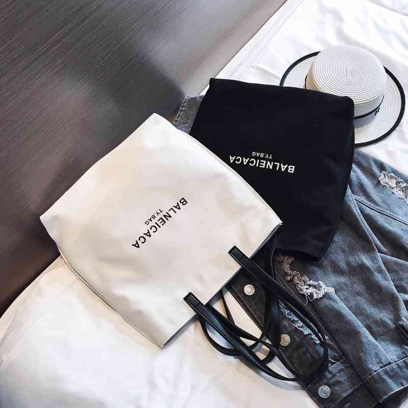 

Women's Bag New Canvas Chic Simple Versatile Handbag One Shoulder Messenger Chain Bags, Black