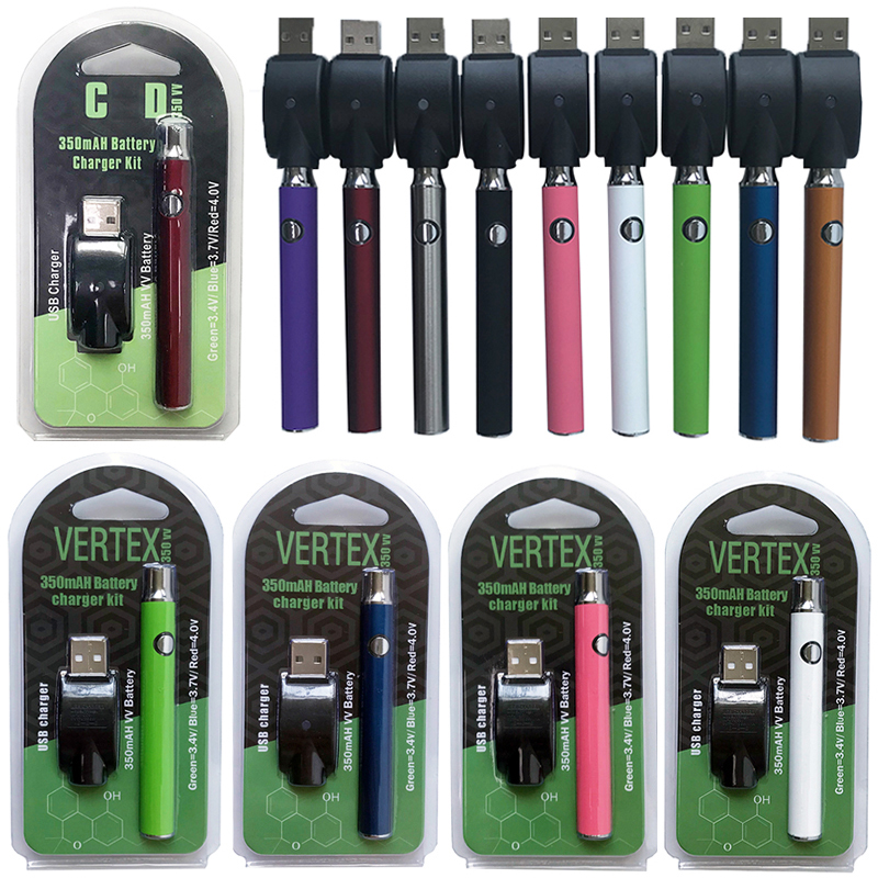 

350mAh Vertex Preheating Batteries Vape Pen Battery Preheat Variable Voltage 510 Thread For E Cigarettes Vapes Cartridges