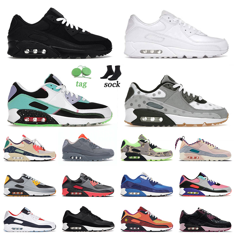 

2022 Arrival OG Cushion 90 90s Running Shoes Size 12 for Men Women Bred Triple White Polka Surplus Black Lucha Libre Sports Trainers Sneakers 36-46