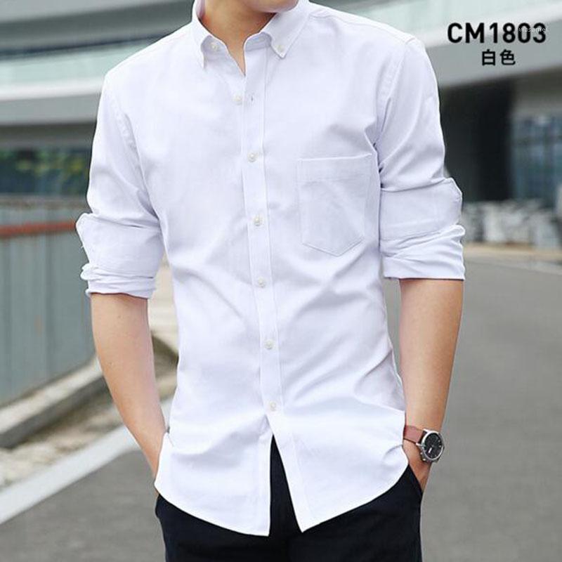 

Men's Casual Shirts Pure Cotton Oxford Solid Color Long Sleeve Slim Fit Chemise,Candy High Quality Spring Soft Breathable, Blue