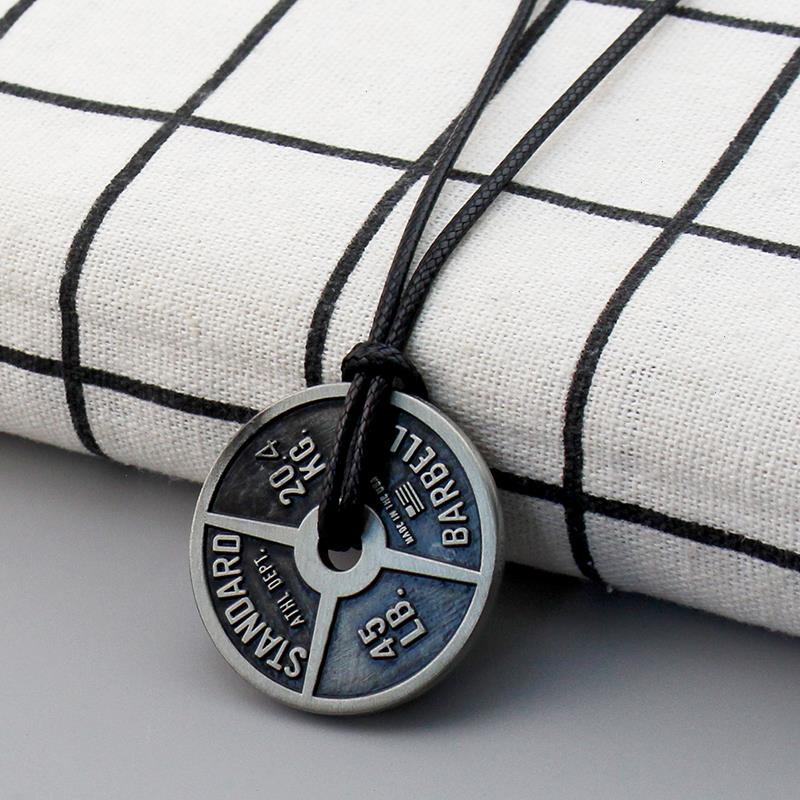 

Mens Fitness Gym Necklace Weight Plate Barbell Dumbbell Pendant Weightlifting Bodybuilding Exercise Jewelry Stainless Steel