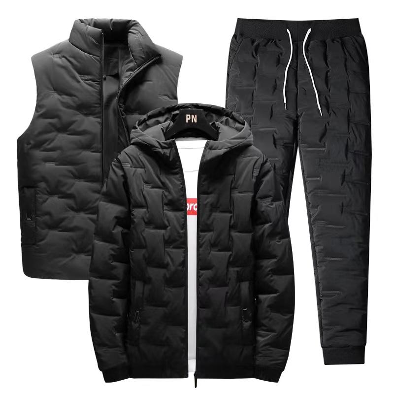 

Men's Tracksuits Men's Down Cotton Trousers Tracksuit Sets Thick Windproof Fashion Mens Hooded Coats Sportsweart Sweat Suit Warm Joggers, Cotton pants