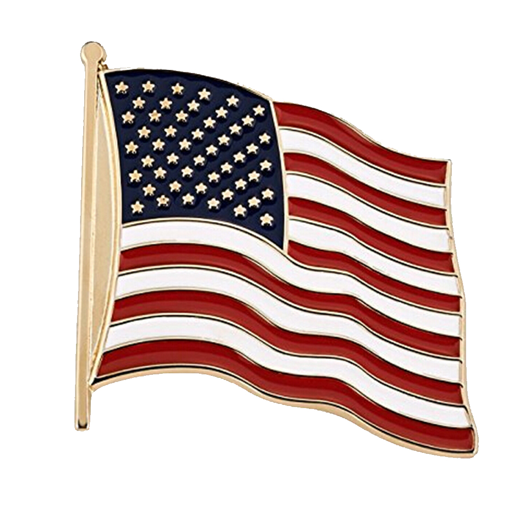 

100PCS/Lot Enamel USA American Flag Brooches Alloy Brooch Lapel Pin For Patriotism