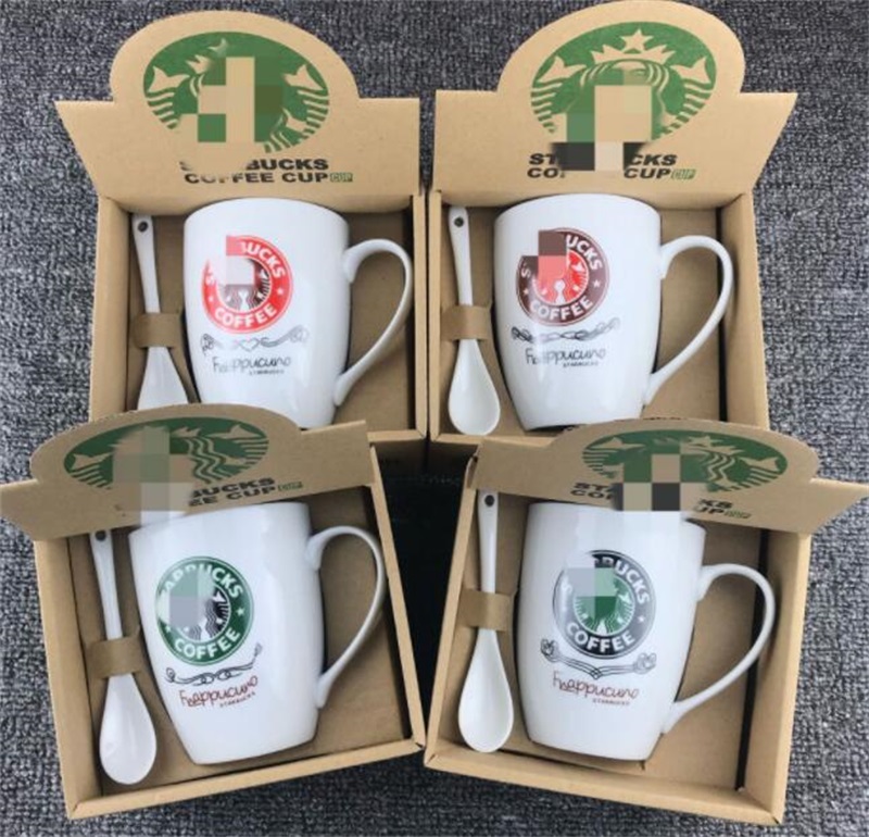 

The latest 1-400ML Starbucks mug ceramic creative coffee cup to choose from with a spoon packaging box support customization 681 E3, As show